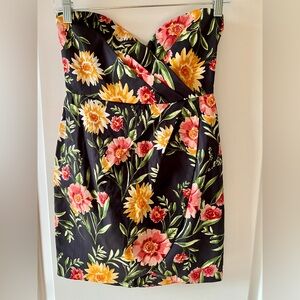 Olivaceous Black Floral Mini Dress